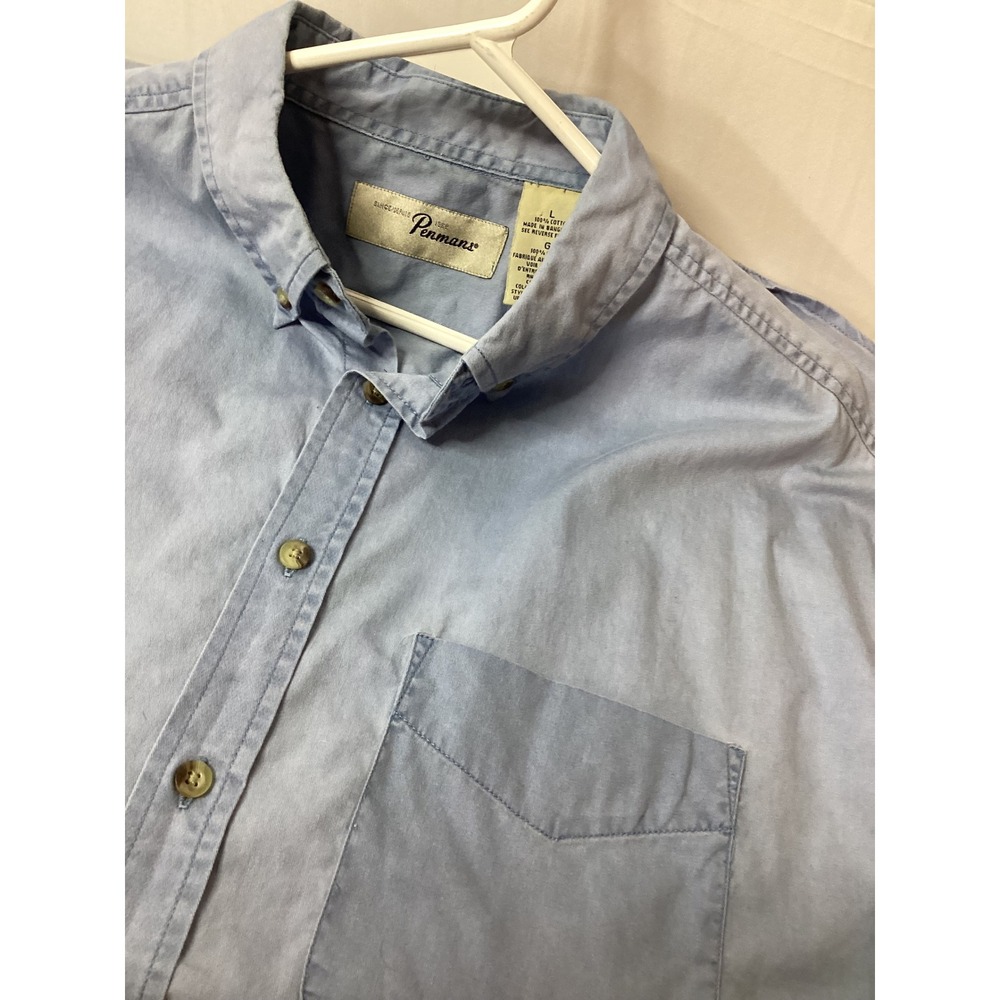 VTG‎ Pennmans Menswear Blue Short Sleeve Button Down Shirt Casual Relaxed Fit - Picture 12 of 14